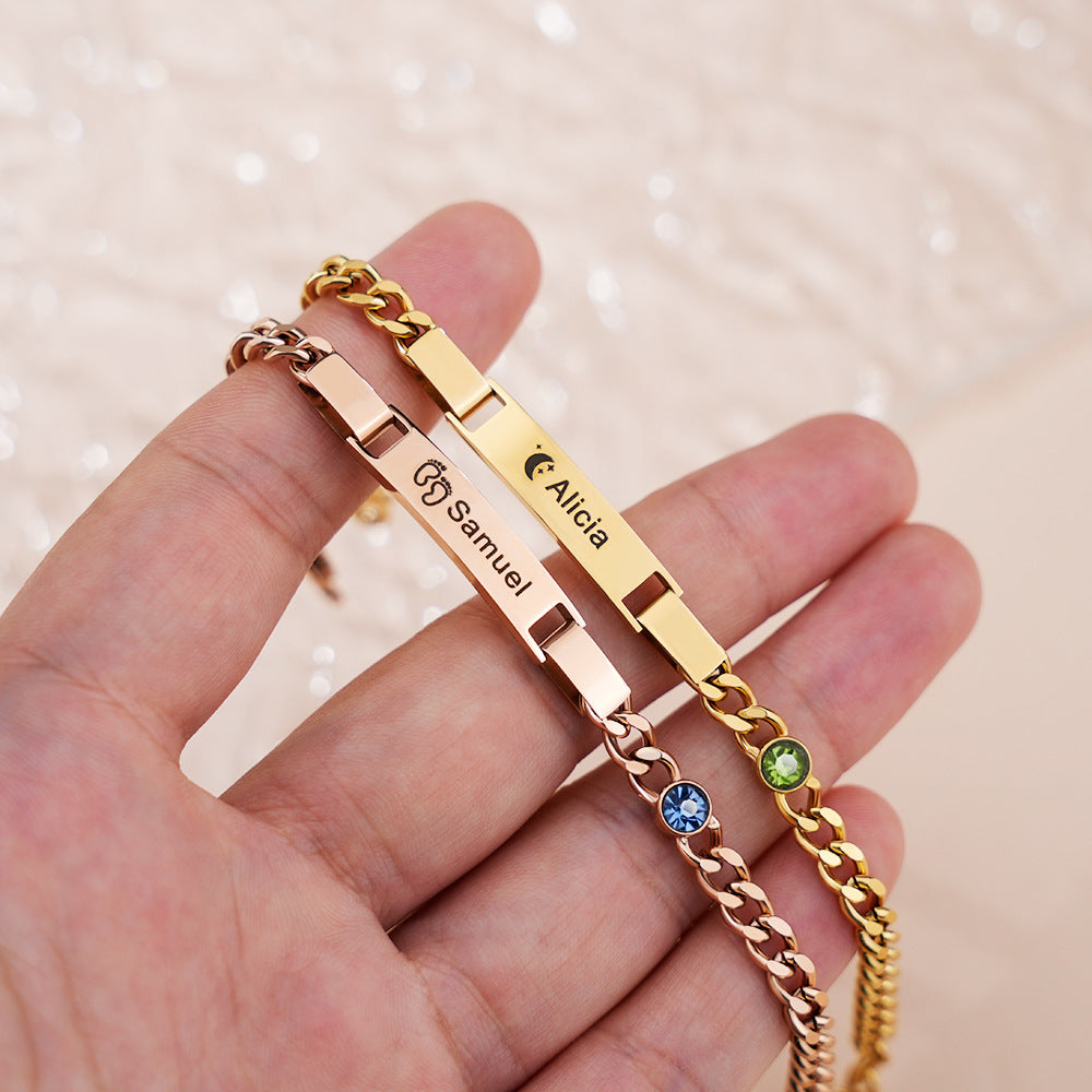 Custom Engraved Parent - Child Bracelets - Personalized , Stainless Steel Bracelet Set