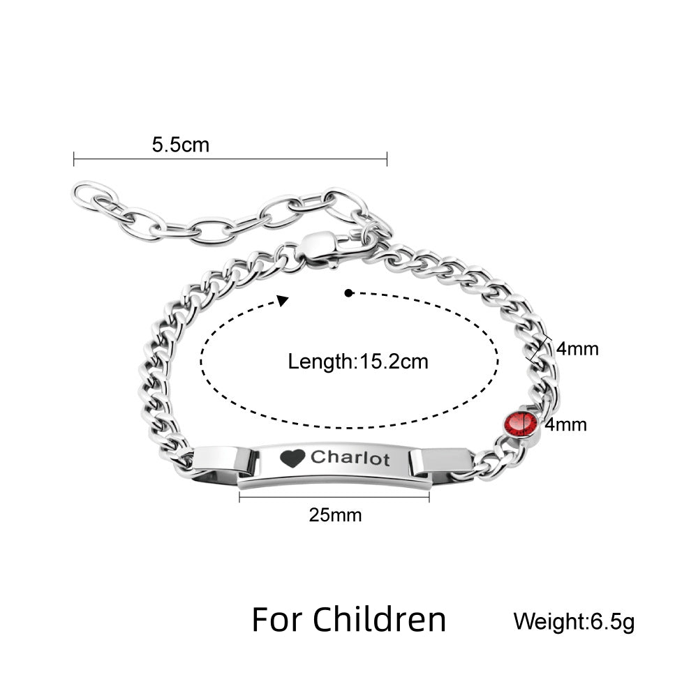 Custom Engraved Parent - Child Bracelets - Personalized , Stainless Steel Bracelet Set