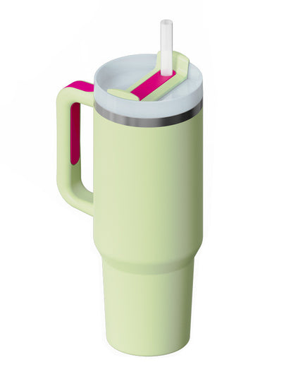 40 Oz Tumbler With Handle Straw Insulated, Stainless Steel Spill Proof Vacuum   For Car Gym Office Travel (No photo)