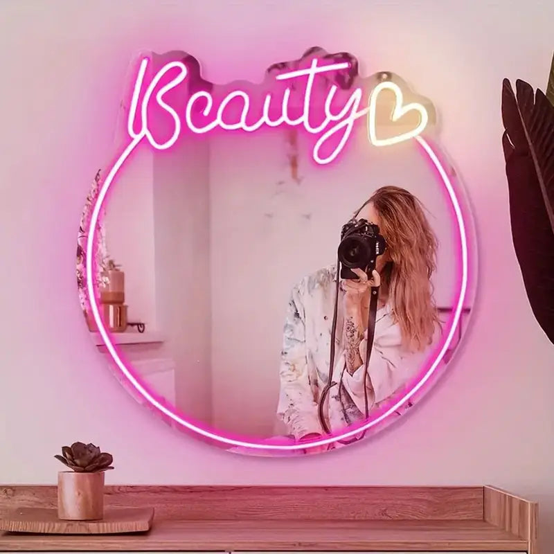 Custom Beautiful Neon Light, Custom Name Mirror LED Light, Girl Gift, Bedroom