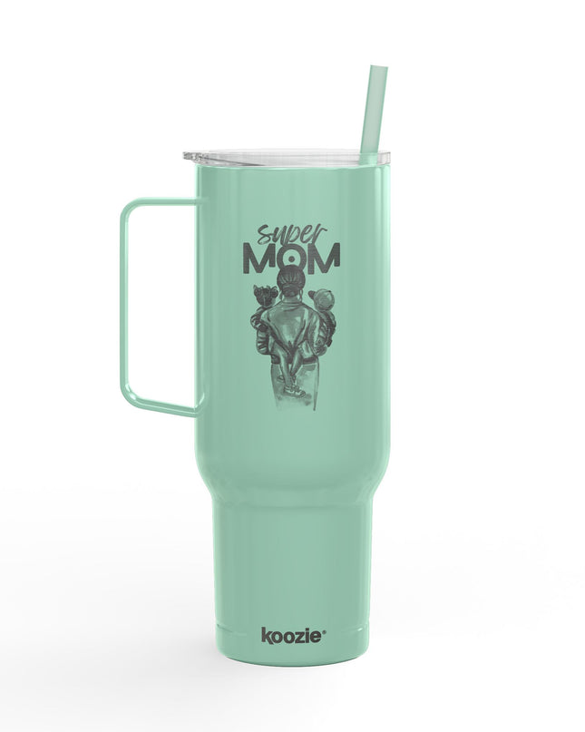 Super Mom Insulated Tumbler - 40oz Stainless Steel Cup for Coffee, Travel, Gifts, Personalization, Engraved Designs