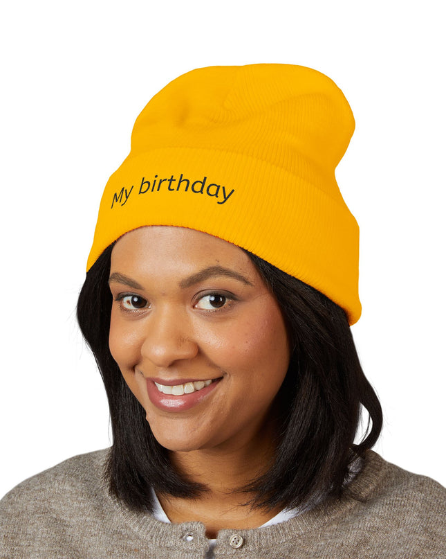 Birthday Embroidered Beanie, Classic Cuffed Hat, Personalized Winter Hat, Gift for Him/Her, Cozy Accessory for Celebrations