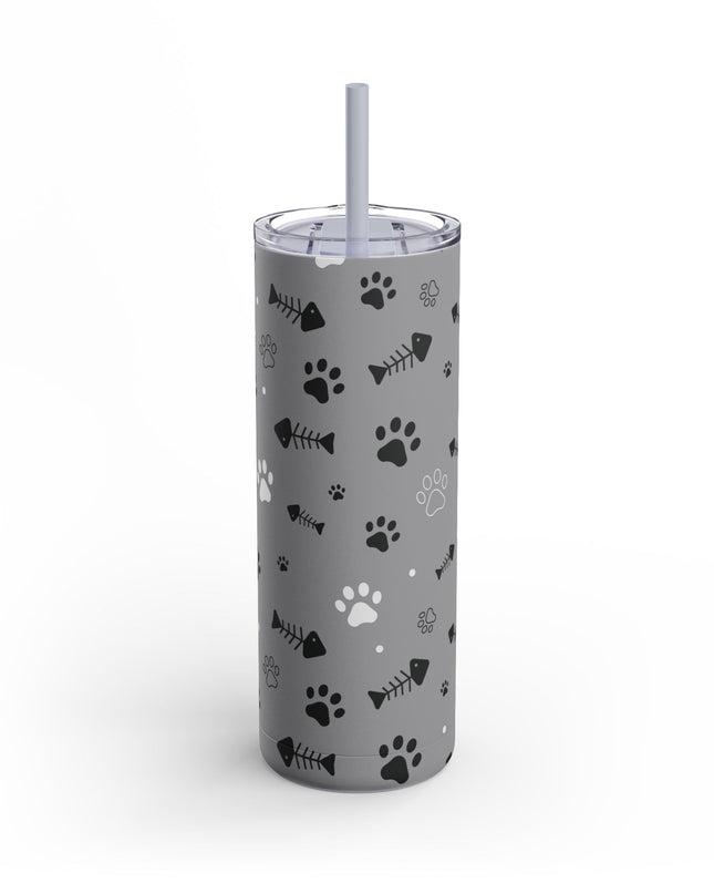 Pet Lover's Matte Tumbler - 20oz, Cute Paw Print Travel Cup,