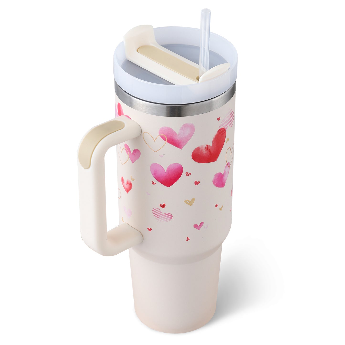 40 Oz Tumbler With Handle Straw Insulated, Stainless Steel Spill Proof Vacuum   For Car Gym Office Travel (No photo)