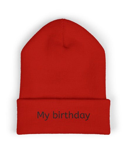 Birthday Embroidered Beanie, Classic Cuffed Hat, Personalized Winter Hat, Gift for Him/Her, Cozy Accessory for Celebrations