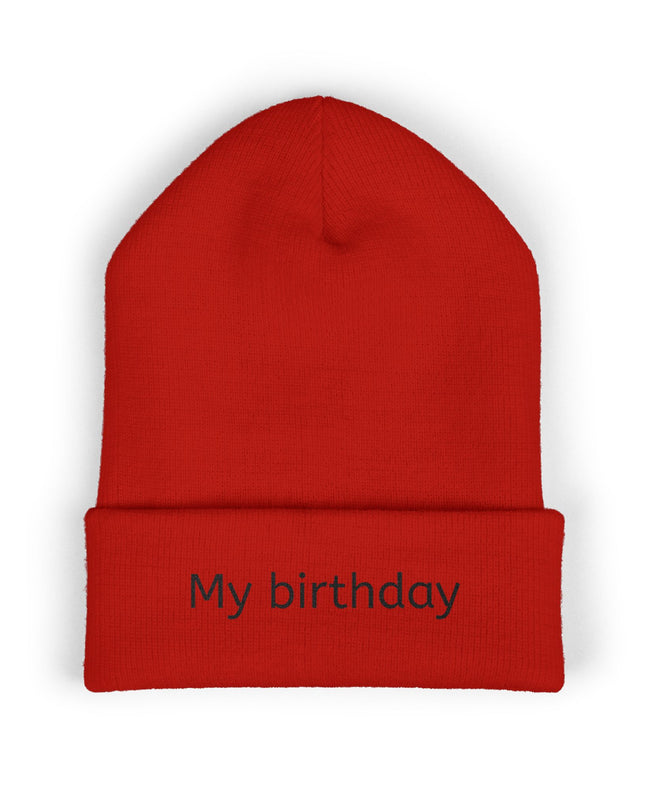 Birthday Embroidered Beanie, Classic Cuffed Hat, Personalized Winter Hat, Gift for Him/Her, Cozy Accessory for Celebrations
