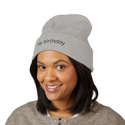 Birthday Embroidered Beanie, Classic Cuffed Hat, Personalized Winter Hat, Gift for Him/Her, Cozy Accessory for Celebrations