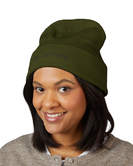 Birthday Embroidered Beanie, Classic Cuffed Hat, Personalized Winter Hat, Gift for Him/Her, Cozy Accessory for Celebrations