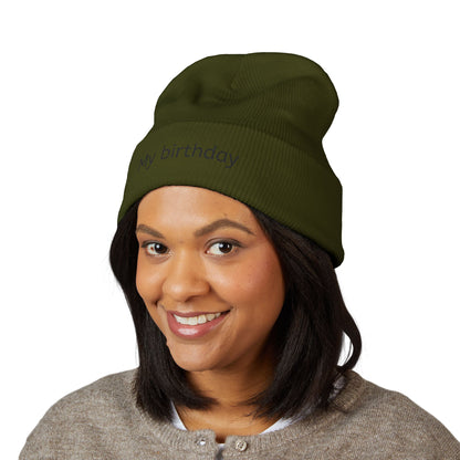 Birthday Embroidered Beanie, Classic Cuffed Hat, Personalized Winter Hat, Gift for Him/Her, Cozy Accessory for Celebrations