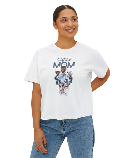 Super Mom Women's Boxy Tee, Gift for Moms, Casual Top, Mother's Day
