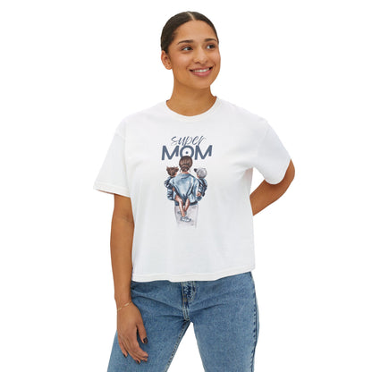 Super Mom Women's Boxy Tee, Gift for Moms, Casual Top, Mother's Day