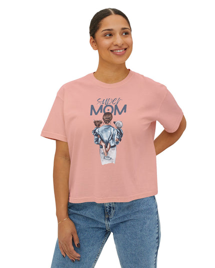 Super Mom Women's Boxy Tee, Gift for Moms, Casual Top, Mother's Day