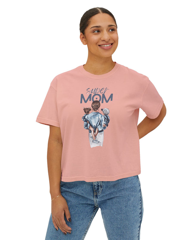 Super Mom Women's Boxy Tee, Gift for Moms, Casual Top, Mother's Day