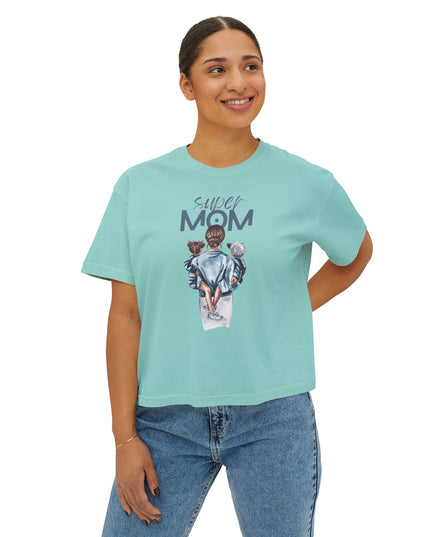 Super Mom Women's Boxy Tee, Gift for Moms, Casual Top, Mother's Day