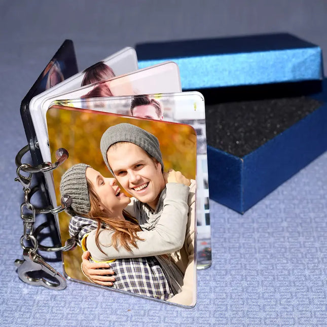 Custom 5-Photo Personalized Acrylic Photo Album with Metal Chain - DIY Dual-Sided Print Memory Book,