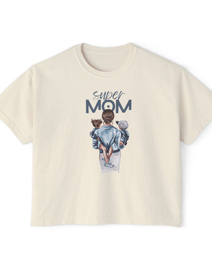 Super Mom Women's Boxy Tee, Gift for Moms, Casual Top, Mother's Day