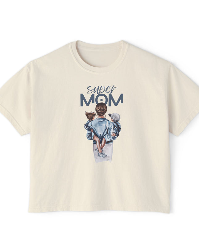 Super Mom Women's Boxy Tee, Gift for Moms, Casual Top, Mother's Day