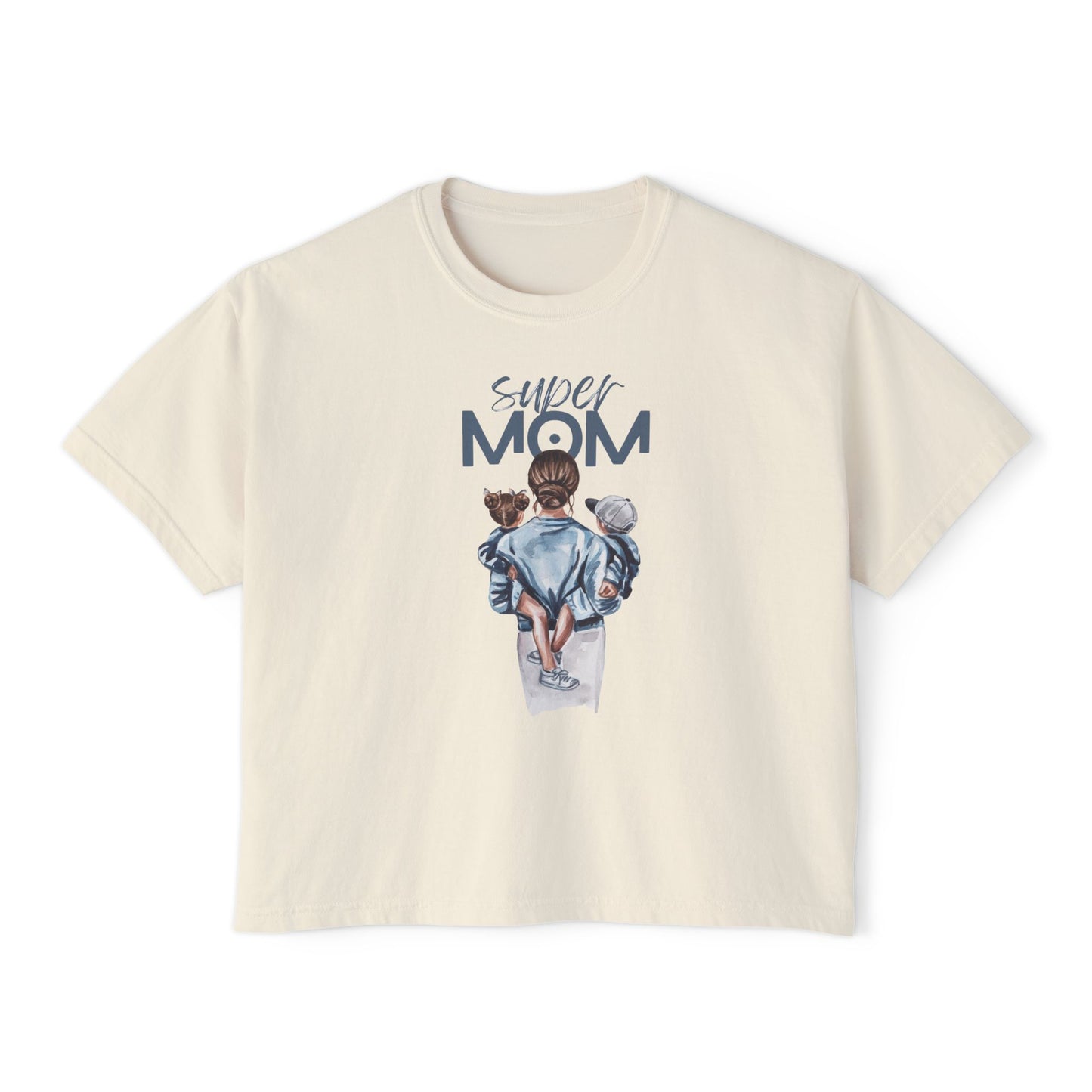 Super Mom Women's Boxy Tee, Gift for Moms, Casual Top, Mother's Day
