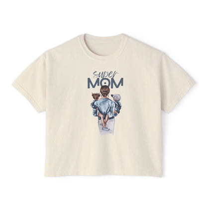 Super Mom Women's Boxy Tee, Gift for Moms, Casual Top, Mother's Day
