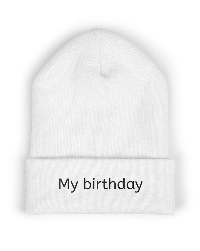 Birthday Embroidered Beanie, Classic Cuffed Hat, Personalized Winter Hat, Gift for Him/Her, Cozy Accessory for Celebrations