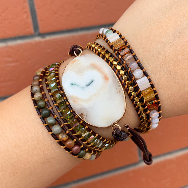 Five-layer woven natural stone bracelet crystal beaded handmade bracelet
