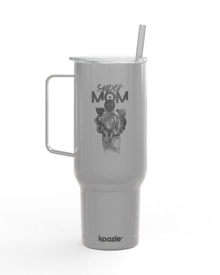 Super Mom Insulated Tumbler - 40oz Stainless Steel Cup for Coffee, Travel, Gifts, Personalization, Engraved Designs