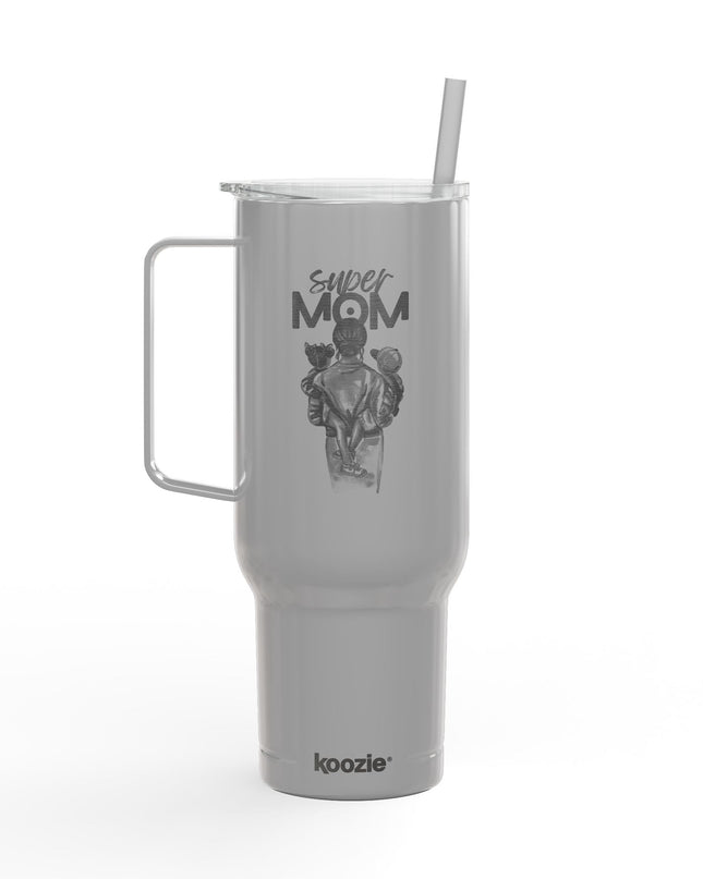 Super Mom Insulated Tumbler - 40oz Stainless Steel Cup for Coffee, Travel, Gifts, Personalization, Engraved Designs