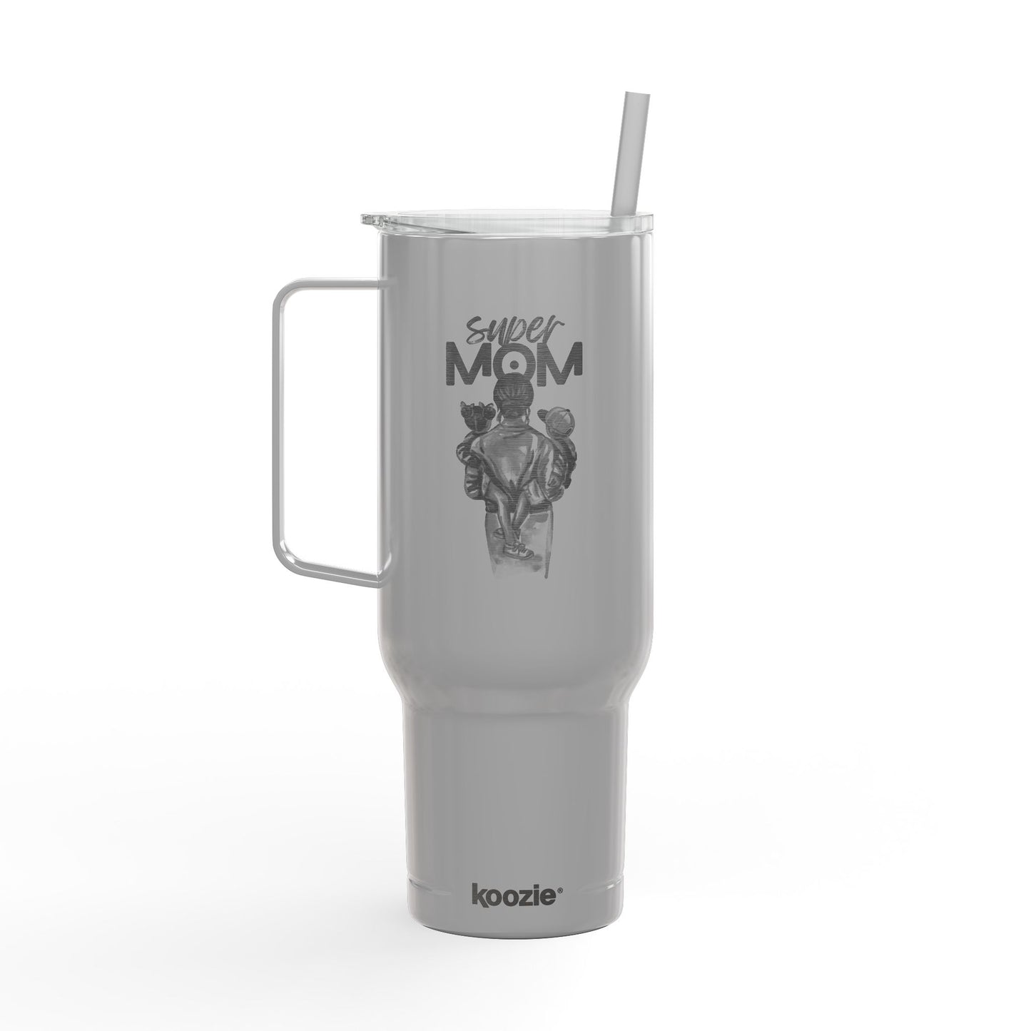 Super Mom Insulated Tumbler - 40oz Stainless Steel Cup for Coffee, Travel, Gifts, Personalization, Engraved Designs