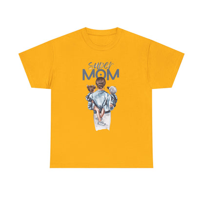 Super Mom Unisex Heavy Cotton Tee, Gift for Mothers Day