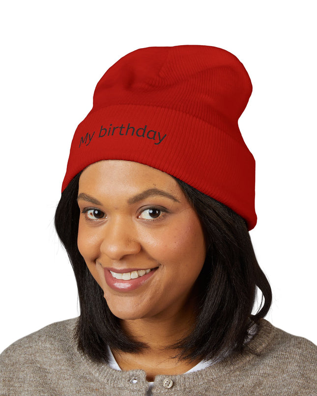 Birthday Embroidered Beanie, Classic Cuffed Hat, Personalized Winter Hat, Gift for Him/Her, Cozy Accessory for Celebrations