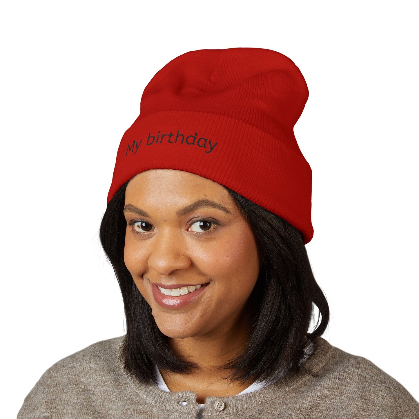 Birthday Embroidered Beanie, Classic Cuffed Hat, Personalized Winter Hat, Gift for Him/Her, Cozy Accessory for Celebrations