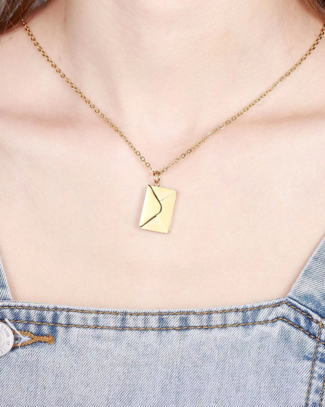 Personalized color photo print Envelope love lettering necklace