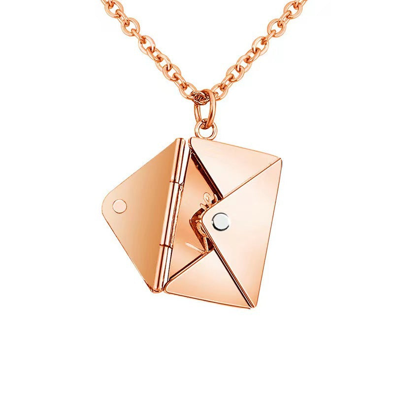 Personalized color photo print Envelope love lettering necklace