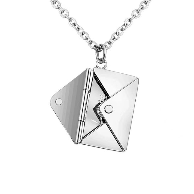 Personalized color photo print Envelope love lettering necklace