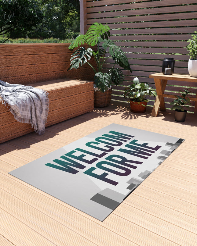 Stylish Outdoor Rug - Welcome For Me, Patio Mat, Garden Decor, Front Porch Welcome Mat, Modern Outdoor Living