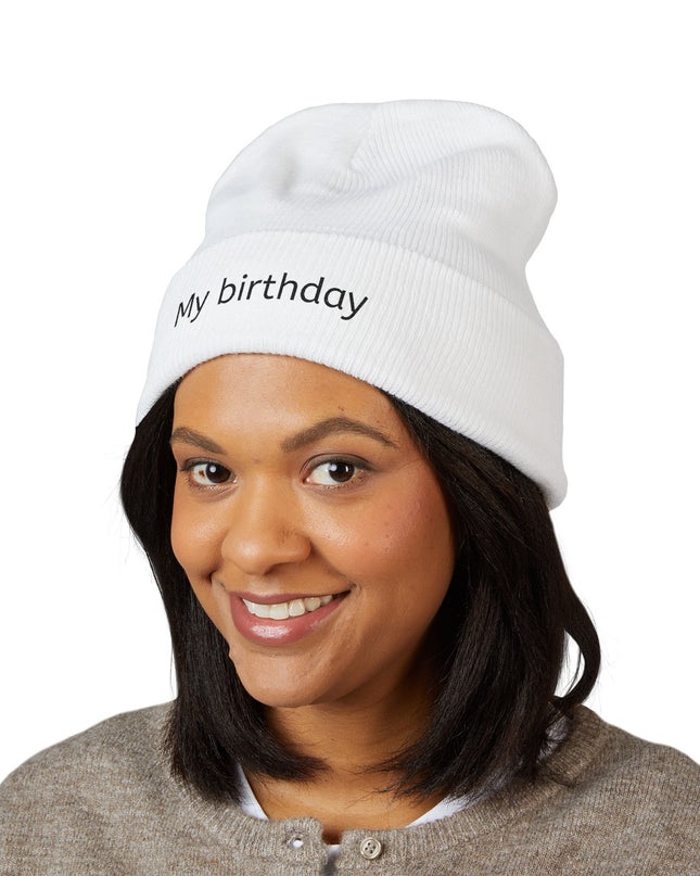 Birthday Embroidered Beanie, Classic Cuffed Hat, Personalized Winter Hat, Gift for Him/Her, Cozy Accessory for Celebrations