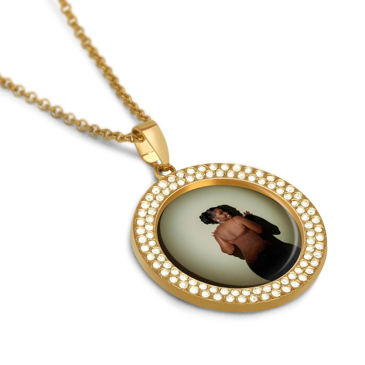 Rhinestone-Embellished Necklace(Partial Printing)