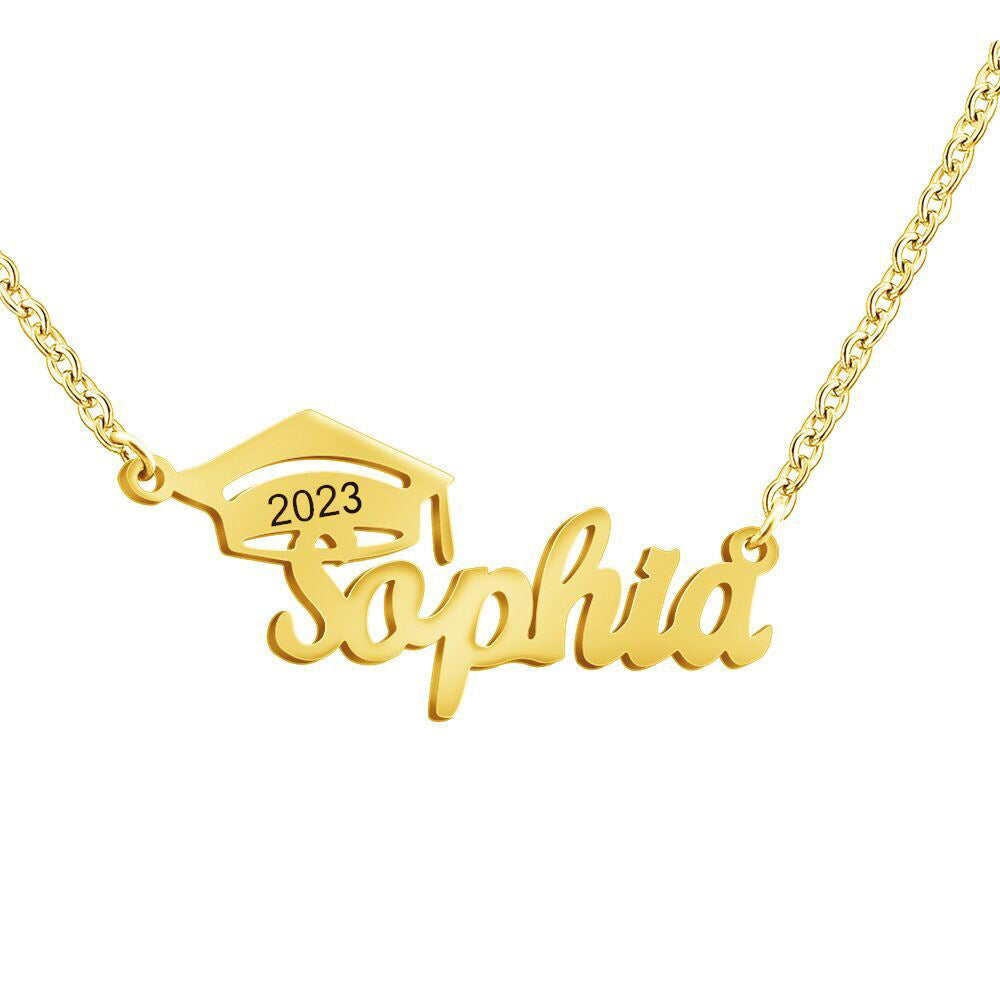 Personalized Graduate Cap Name Necklace