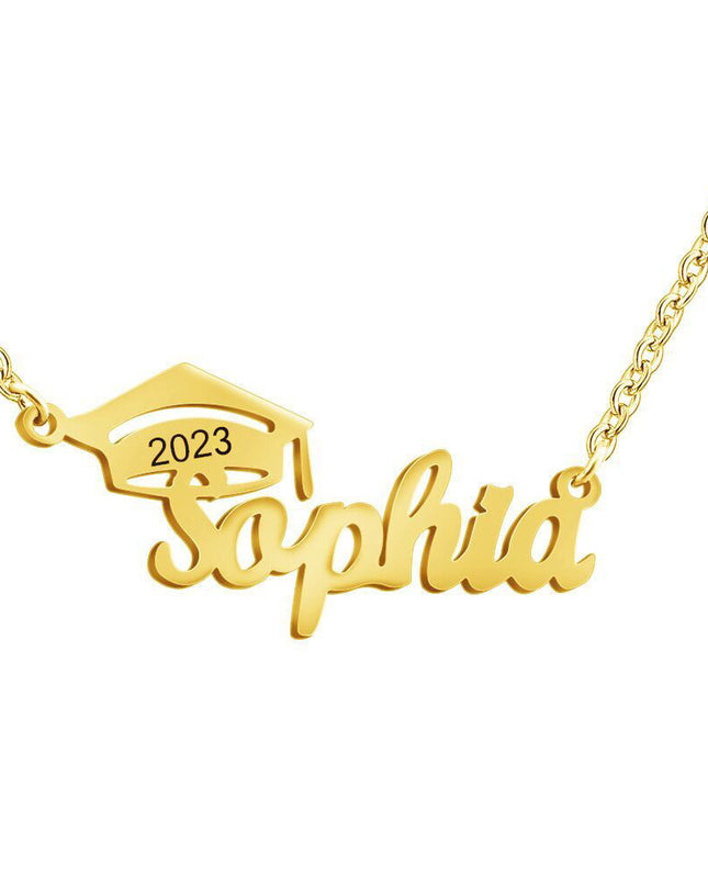 Personalized Graduate Cap Name Necklace
