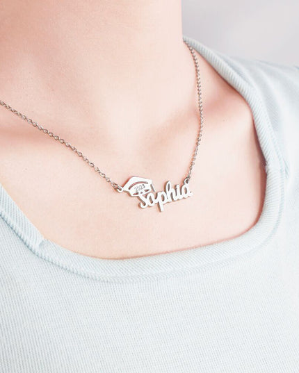 Personalized Graduate Cap Name Necklace