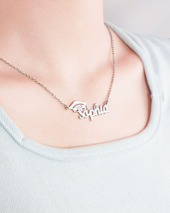 Personalized Graduate Cap Name Necklace