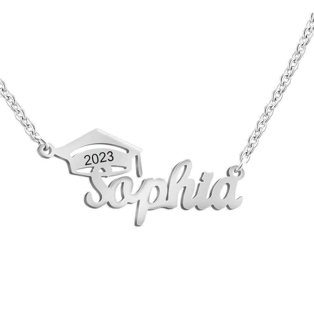 Personalized Graduate Cap Name Necklace