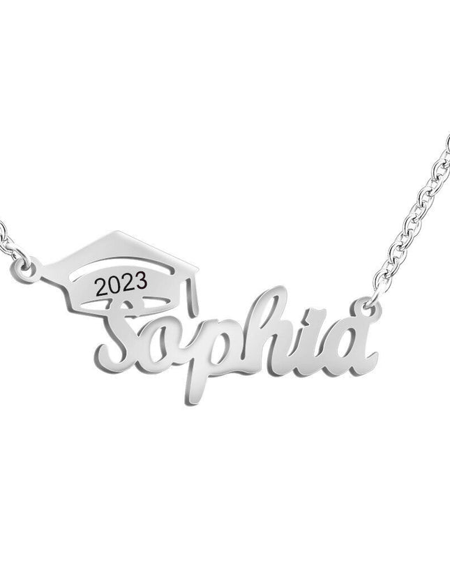 Personalized Graduate Cap Name Necklace
