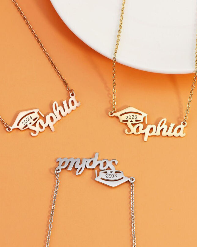 Personalized Graduate Cap Name Necklace