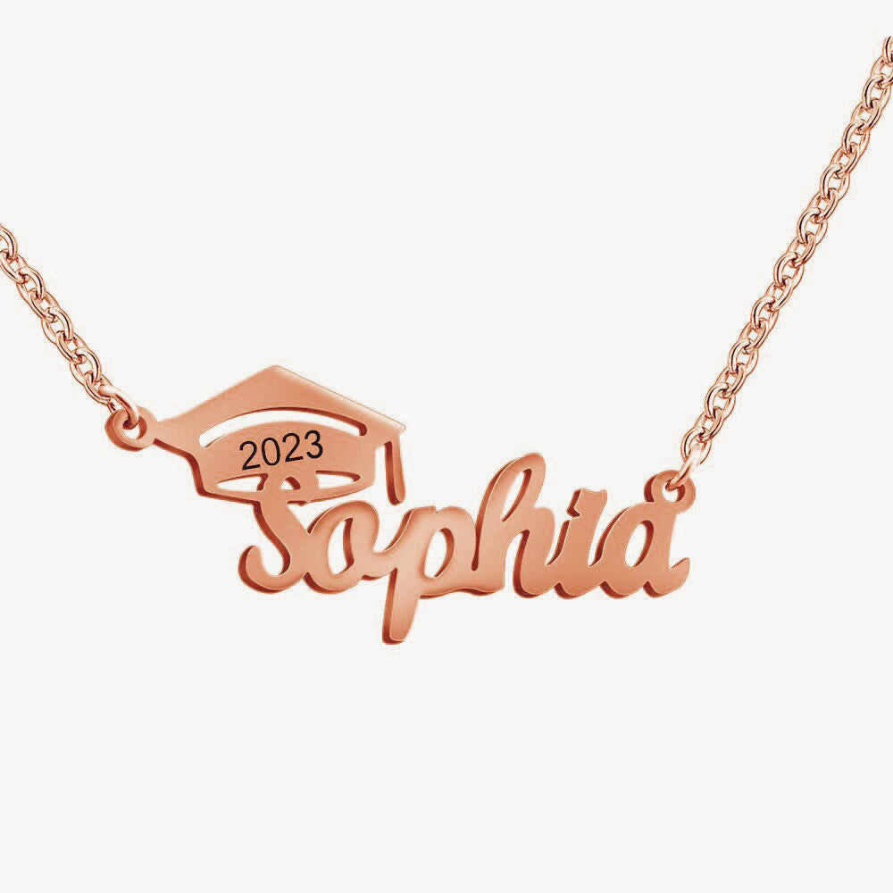 Personalized Graduate Cap Name Necklace