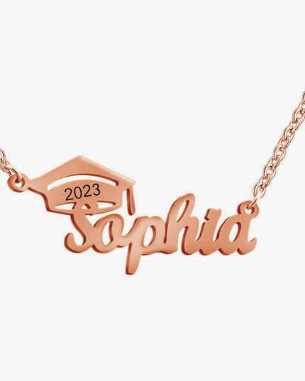 Personalized Graduate Cap Name Necklace