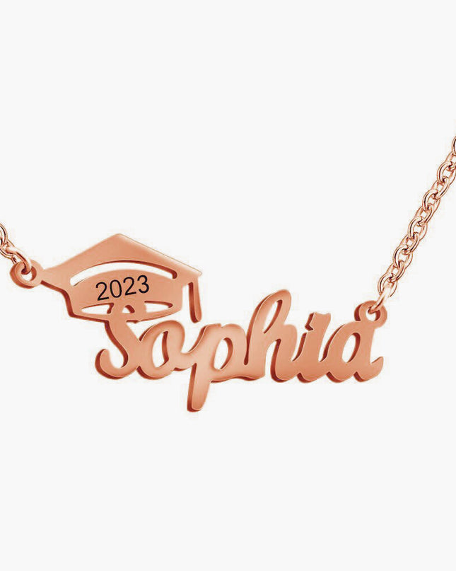 Personalized Graduate Cap Name Necklace