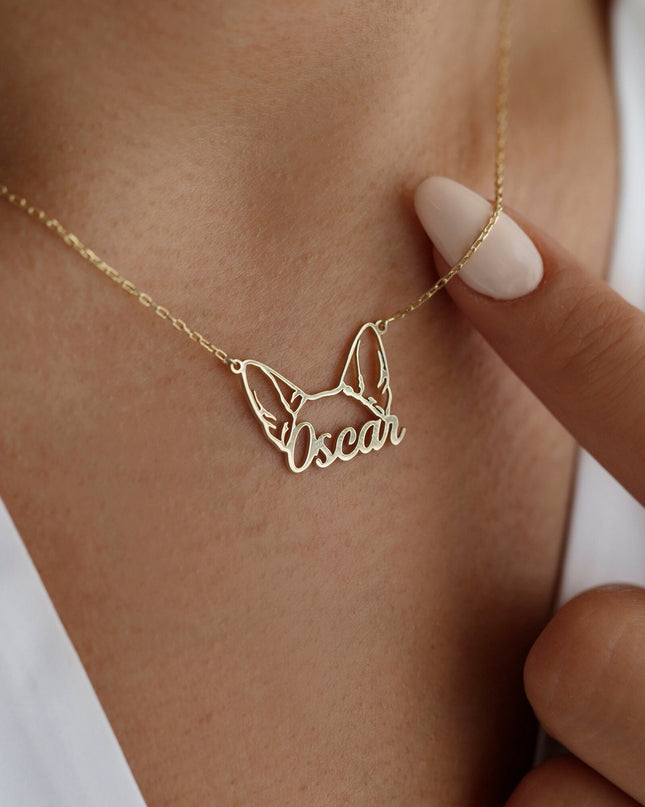Custom Name Necklace Animal ears