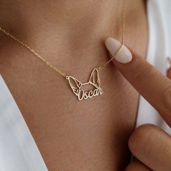 Custom Name Necklace Animal ears