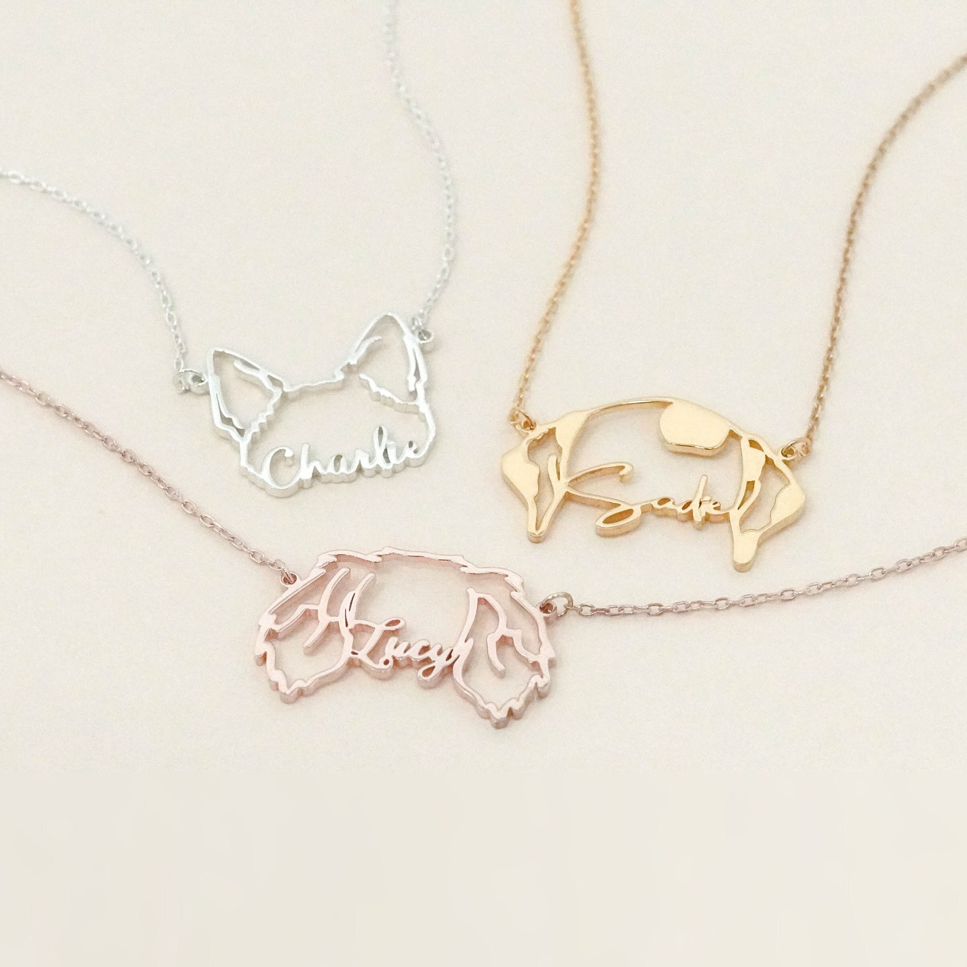 Custom Name Necklace Animal ears